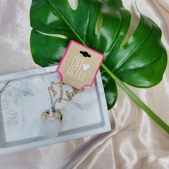 Oh Hello fuzzy unicorn gold plated locket - Picture 1 of 3